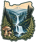Oregon Waterfall Mushroom Precision Cut Decal